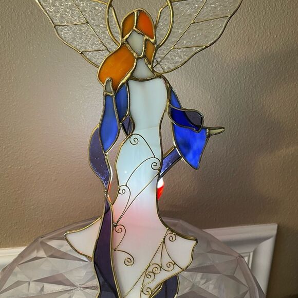 Stained glass Red Headed Angel Candle Holder - Picture 16 of 16
